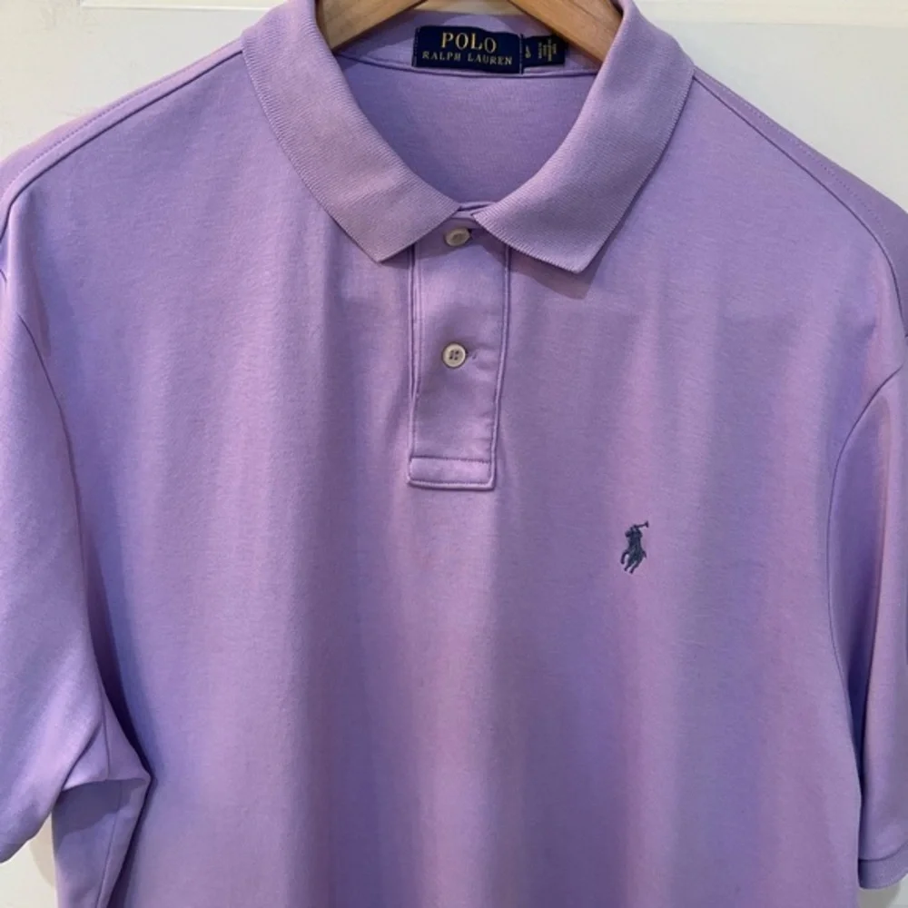 Polo Ralph Lauren Mens Purple Short Sleeve Polo Shirt Pony Logo Golf Preppy L‎